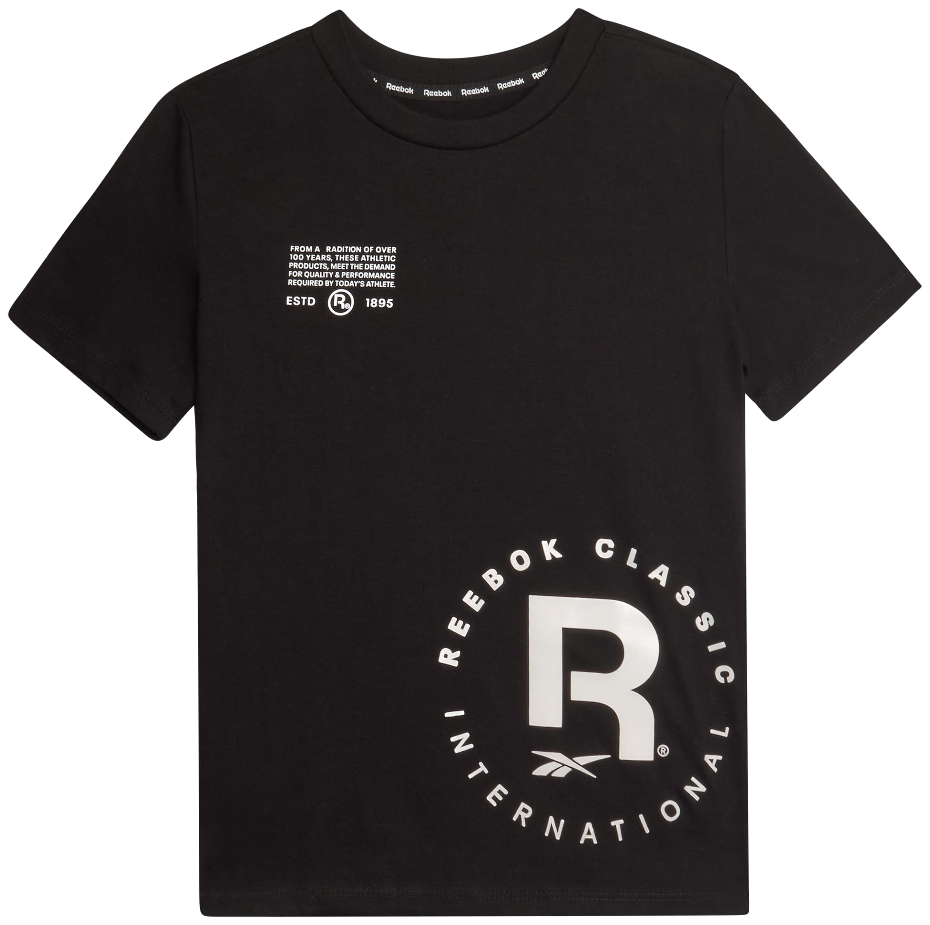 Reebok Boys' Short Sleeve Tee Shirt - Casual Performance Cotton Crew Neck Logo Graphic Tees for Boys (Sizes: 4-20)
